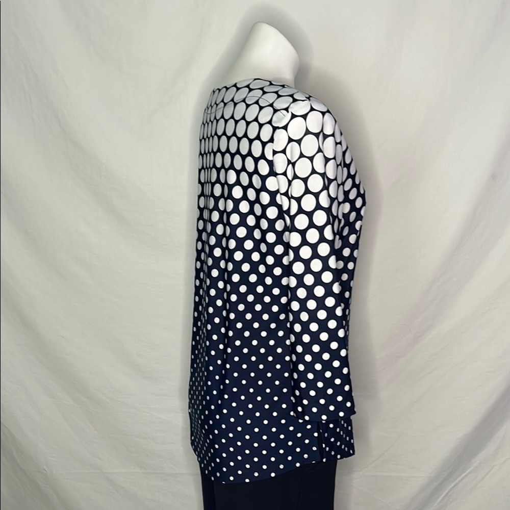 Southern Lady Blue Graphic Blouse with Ombre Polka Dots